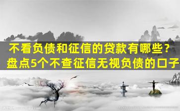 不看負(fù)債和征信的融資(負(fù)債融資征信看什么)? (http://m.banchahatyai.com/) 知識(shí)問(wèn)答 第1張